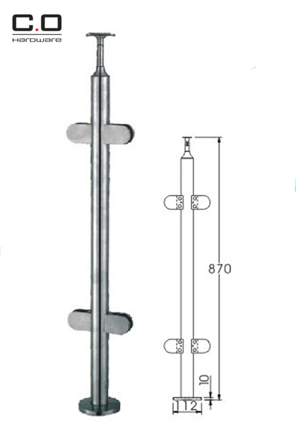 Outdoor balustrade stainless steel post cable deck railing with mental handrail