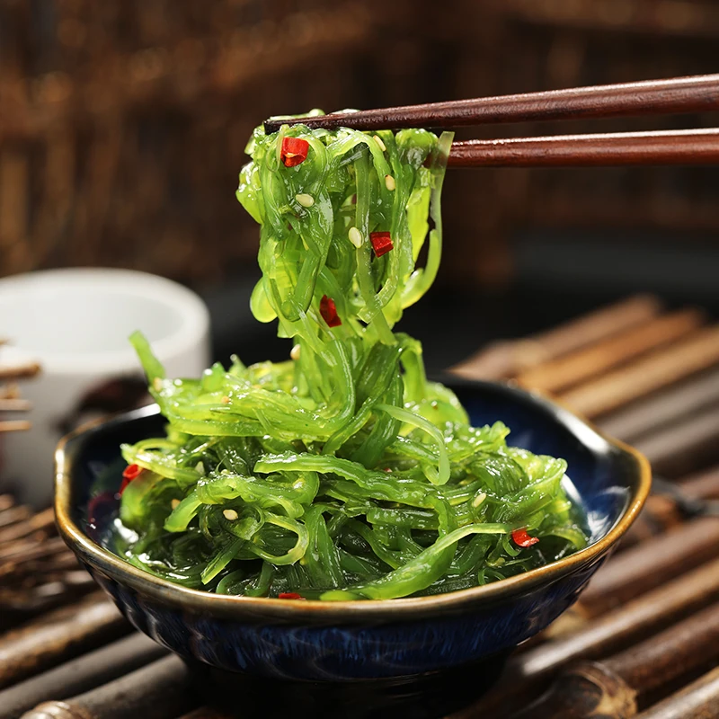 Замороженные водоросли Hiyashi Wakame 1 кг, замороженные водоросли, салат для японского ресторана