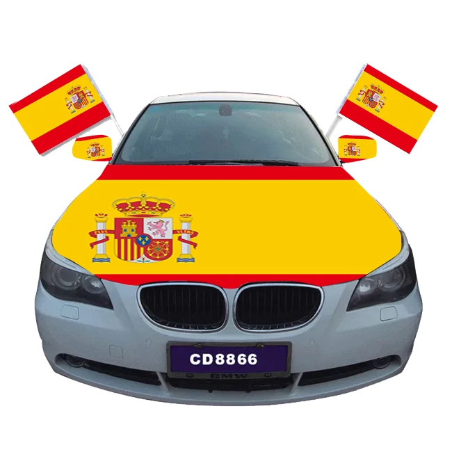 3.5 x 5 ft fits most cars flag hood cover albania national car hood covers flag Spain car cover flag custom