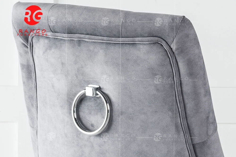 2022 Luxury dining chairs Grey Velvet Knockerback Ring Dining Chair With Chrome