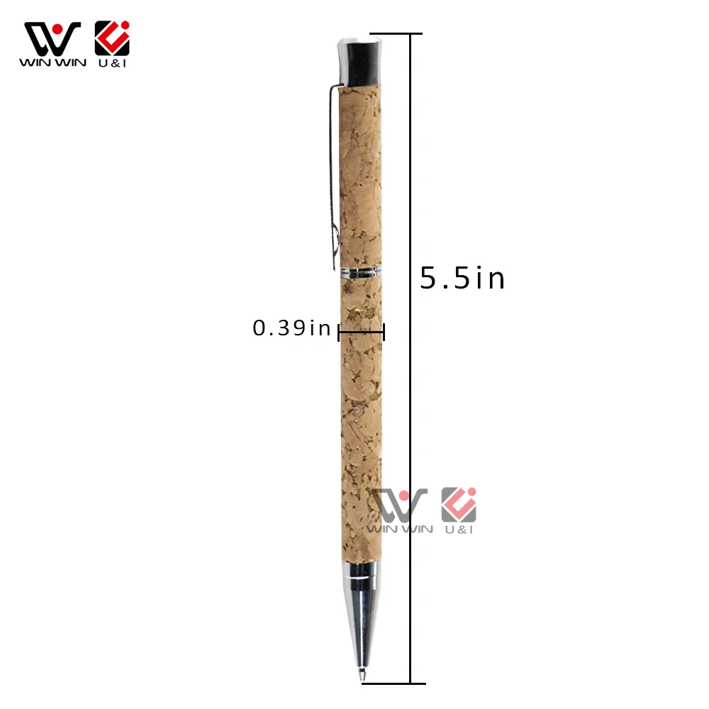 Eco-Friendly  Pen 1.0mm Refill Black Ink Pen Unique Wood Custom Logo Recycled Cork Wood Ballpoint Pens