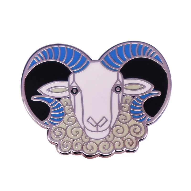 Bighorn Sheep Enamel Pin Aries Zodiac Badge