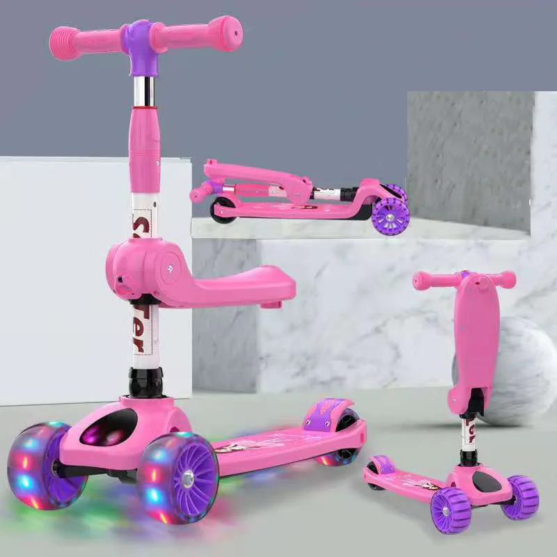 Горячая продажа Детские игрушки скутер 3 en 1 Детский самокат с красочным мигающим колесом