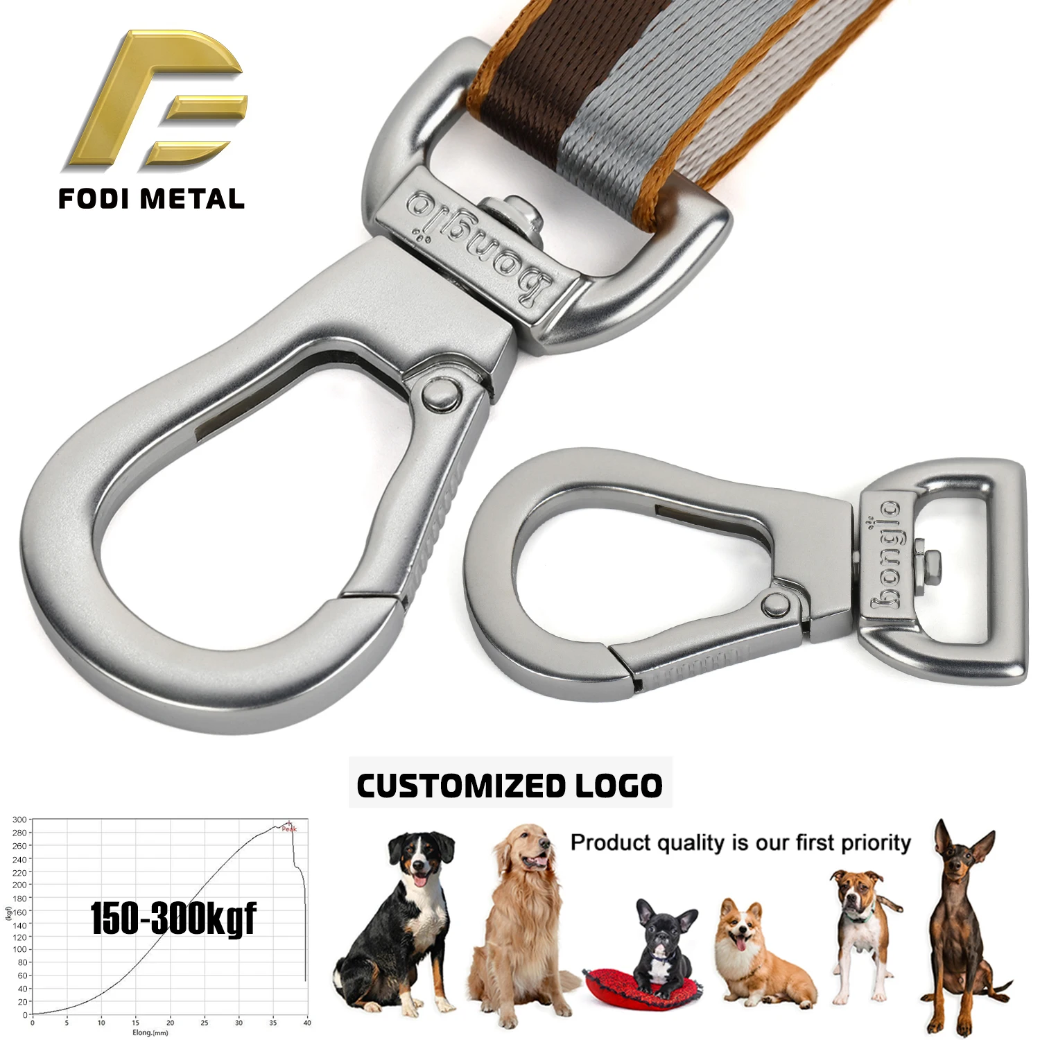 H2068PN Stock Supply Low MOQ High Quality Pet Hardware Snap Hook Engraved Name Hook
