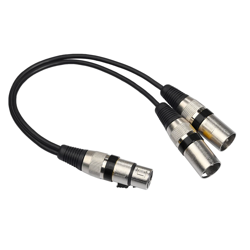 3Pin XLR Female Jack to Dual Male Plug Y Splitter Extension Cable for Amplifier Speaker Headphone Mixer
