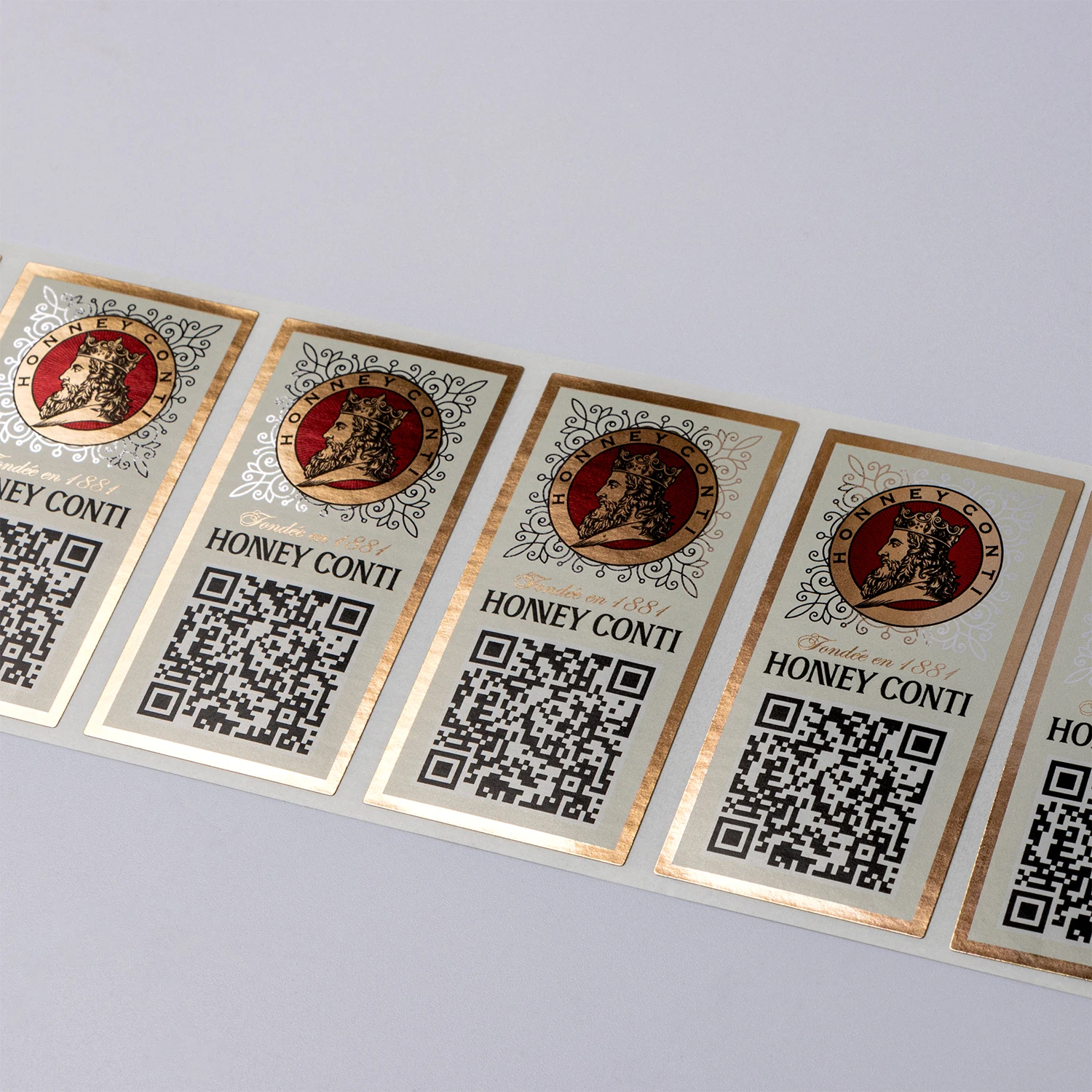 Custom Waterproof Adhesive Gold Foil Packaging Food Label Sticker Brand Logo QR Code Stickers For Products