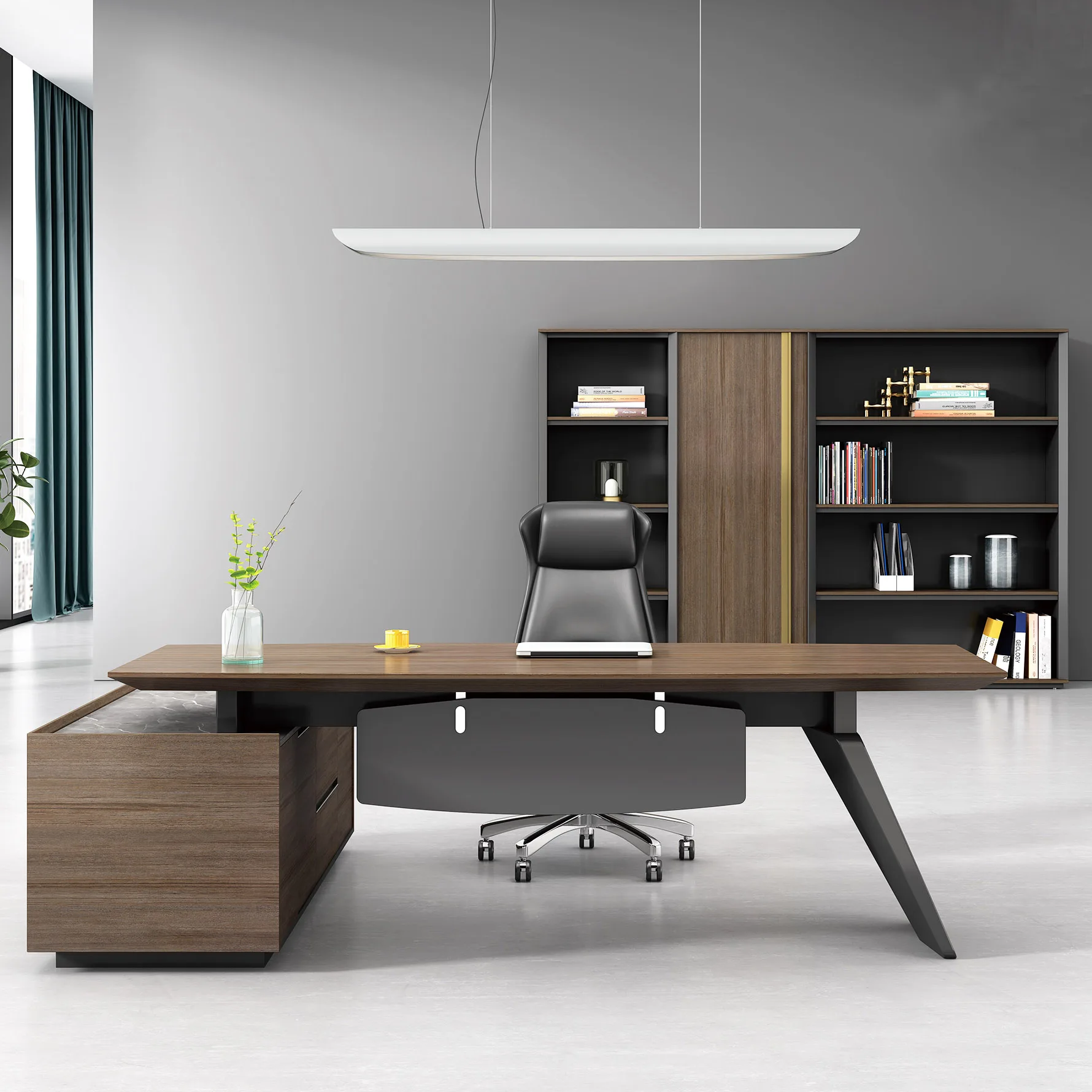 High Quality Office Furniture Table Modern Design Company Executive Melamine Boss Desk With Side Cabinet