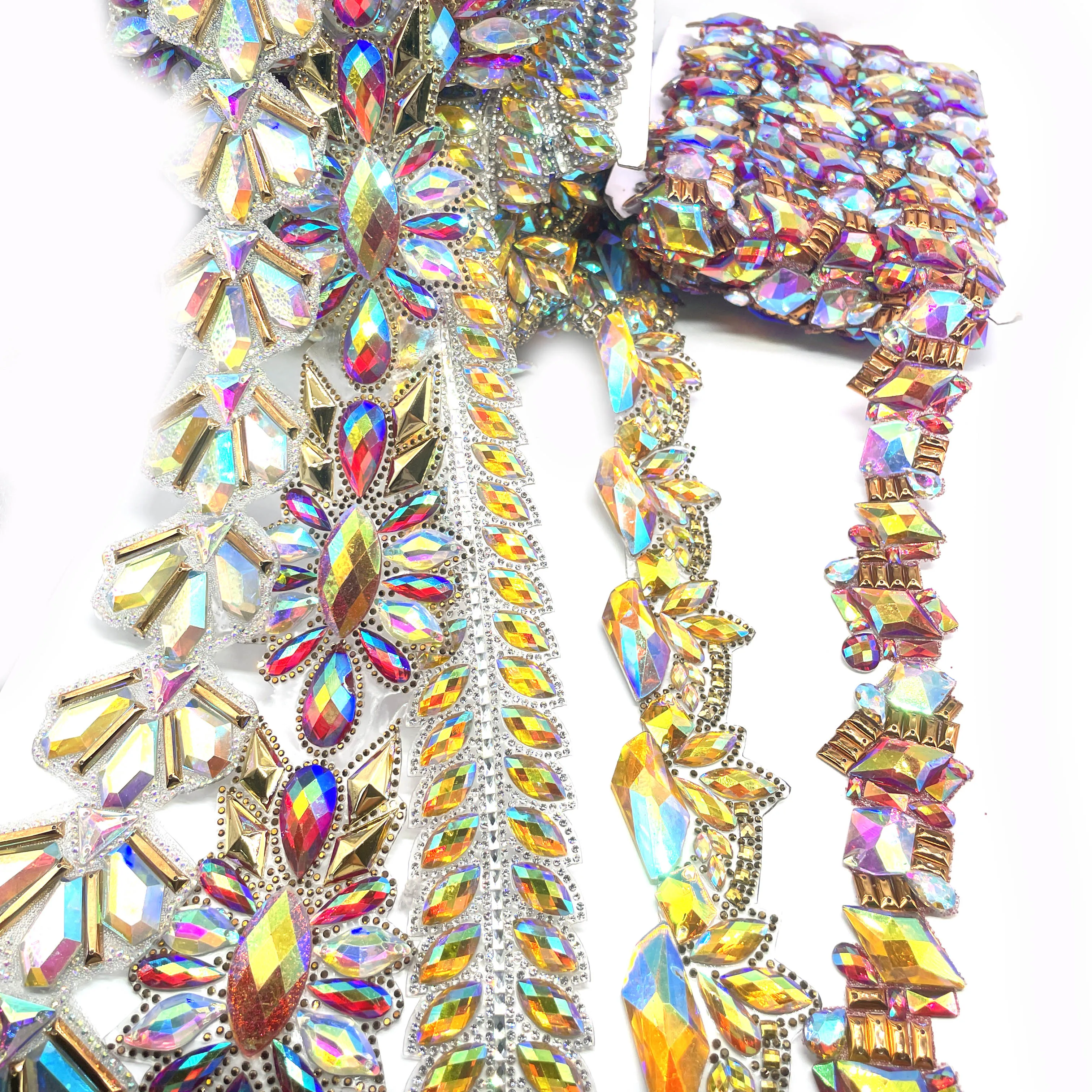 Multicolor Resin Stones Hot Fix Rhinestones Trimming for Women for Carnival Costumes Samba Queen Performance Dress Shoes Bags