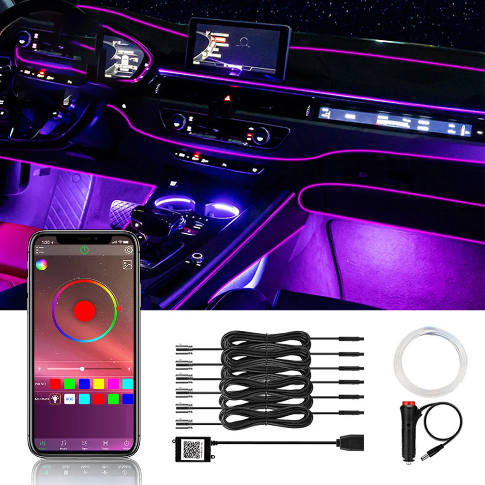 brightest interior car lights others car light accessories atmosphere 12V 6W led lights 6 in 1 luces para coche