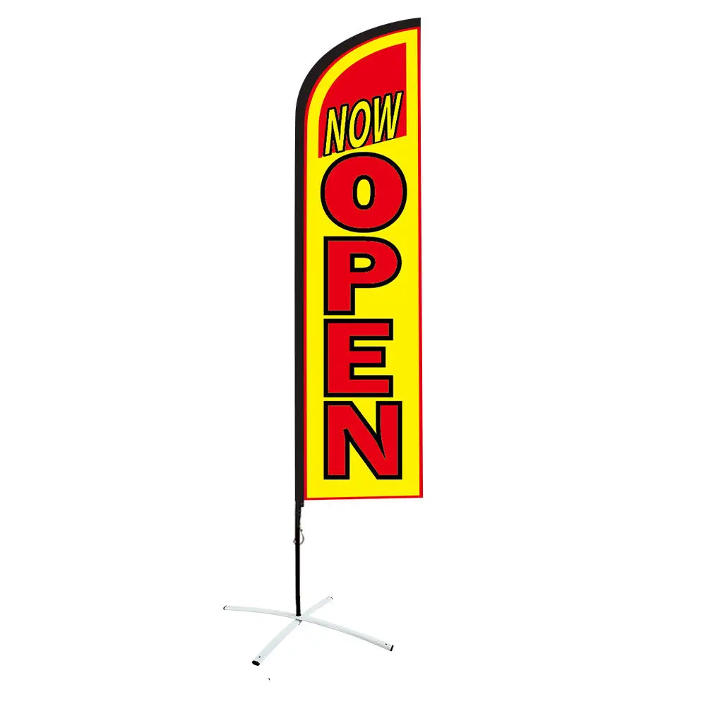ADMAX pre-printed single-side 13ft feather kit advertising banner flying  beach flag now leasing with corss base