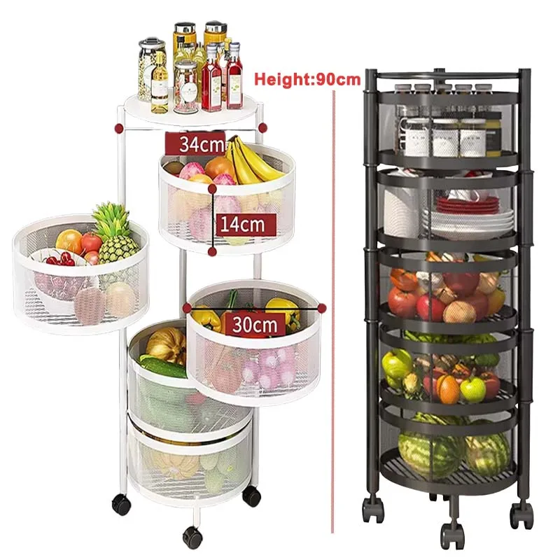 Полка вращающаяся для кухни с 360 градусов корзина хранения фруктов и овощей Бытовая многофункциональная полка колесами
