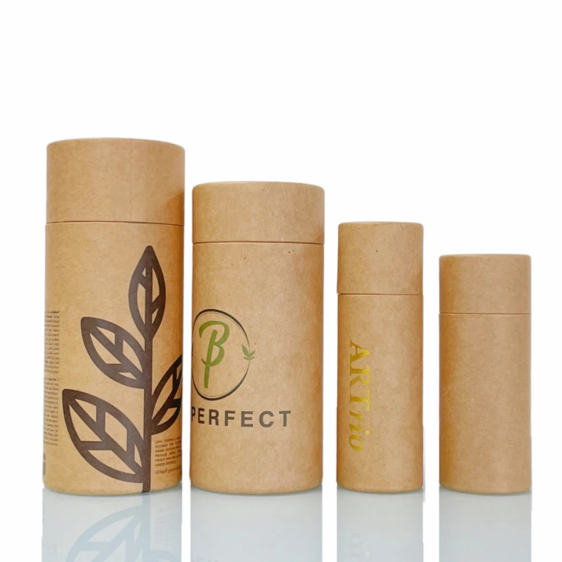 Wholesale Custom Fancy Logo Printed Kraft Paper Tube Box Paper Tube Packaging