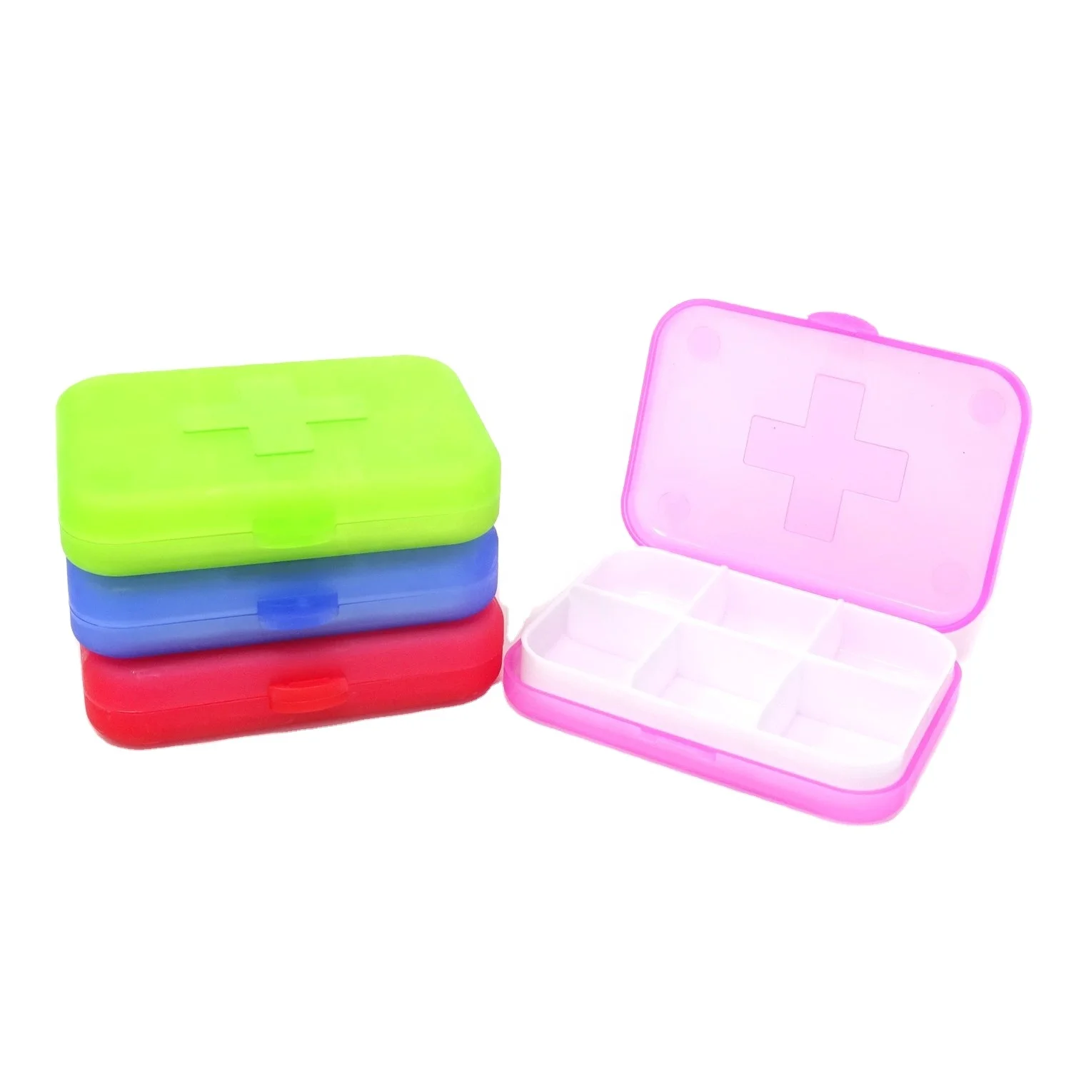 Pill storage box ECO-friendly Food grade PP Portable Pill organizer 6 compartment pill box case