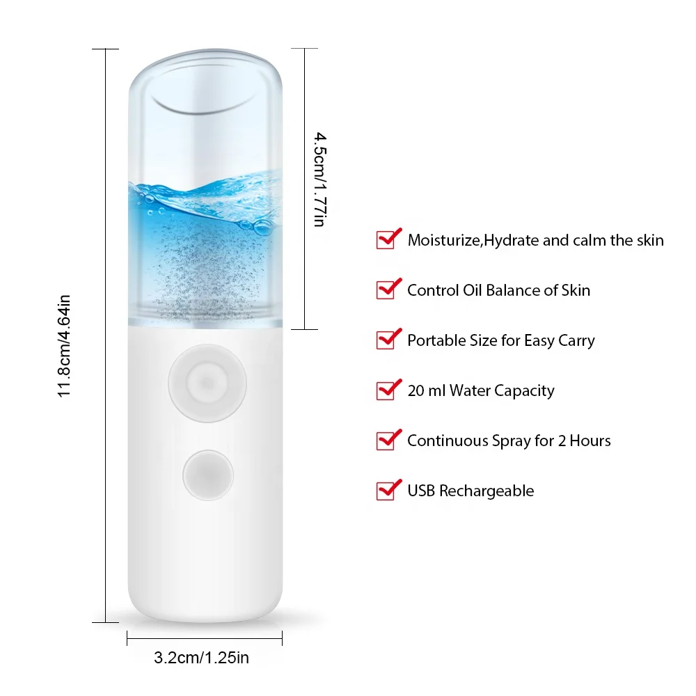 
Portable Mini Face Handy Sprayer Atomization Eyelash Extensions Cool Nano machine Facial Steamer <span style=