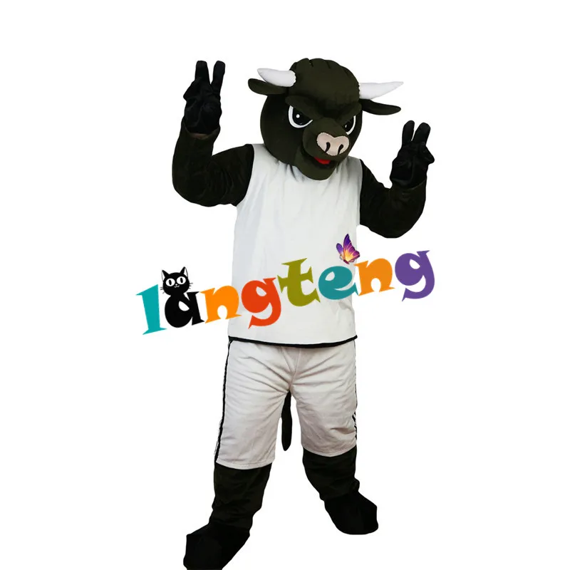 765 Cartoon Cosplay Party Christmas Dark Green Sport Cow Ox Bull Mascot Costumes