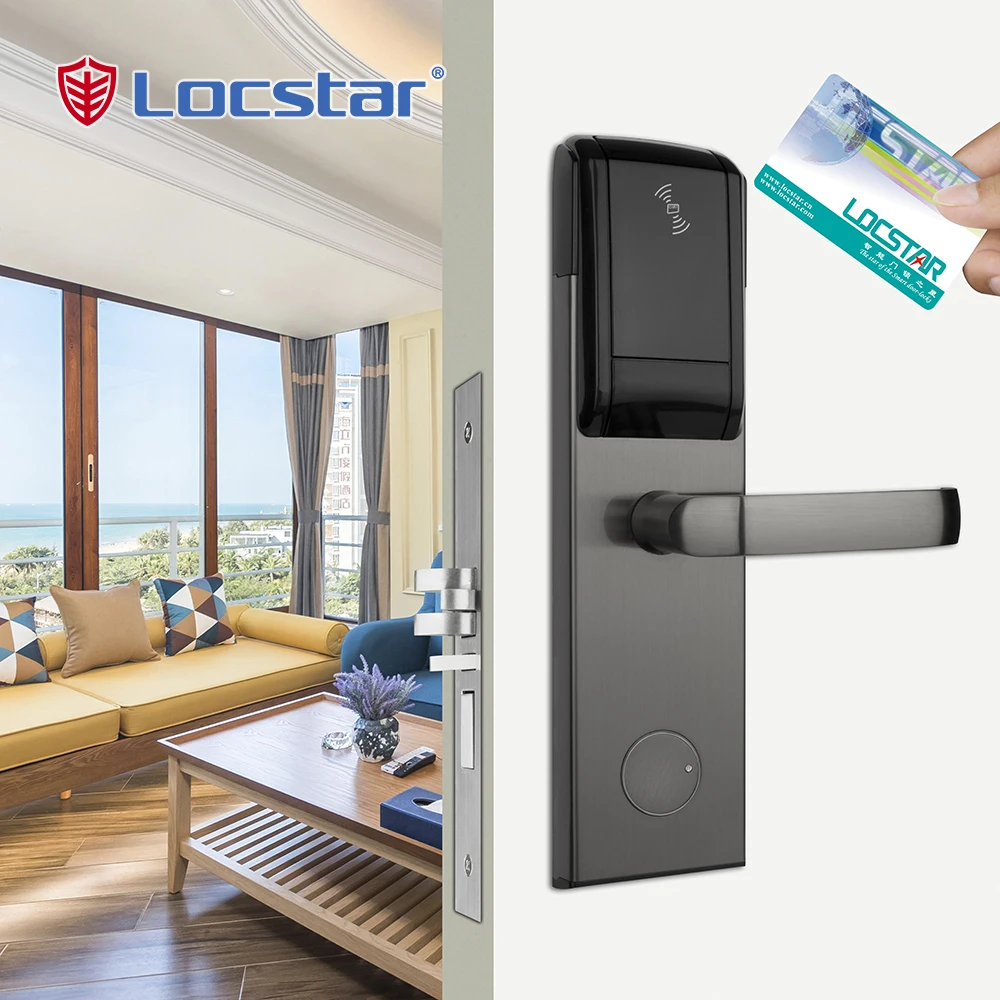 Locstar Hot Lock Aluminium Doors Card Key Reader  Electronic Door Handle Magnetic Bolt Sliding Doors Locks