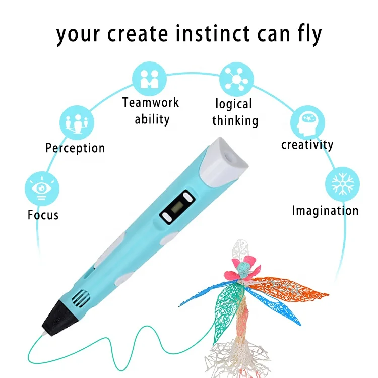 Good Selling Much Metal Kid Intelligent Filament Blue Printer Brain Game 3D Painting Pen