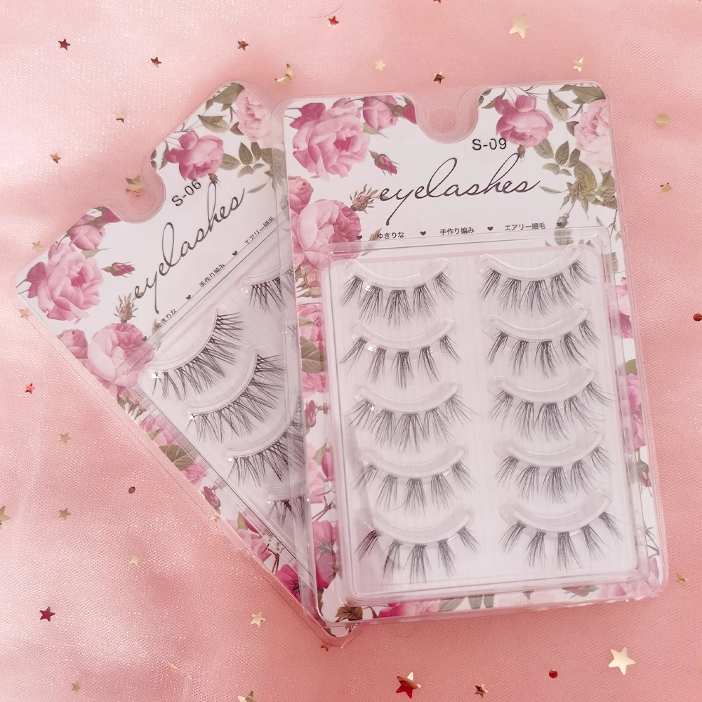 wholesale 5 pairs mink 3d 5d 25mm clear band faux fur mink eyelash with packaging box