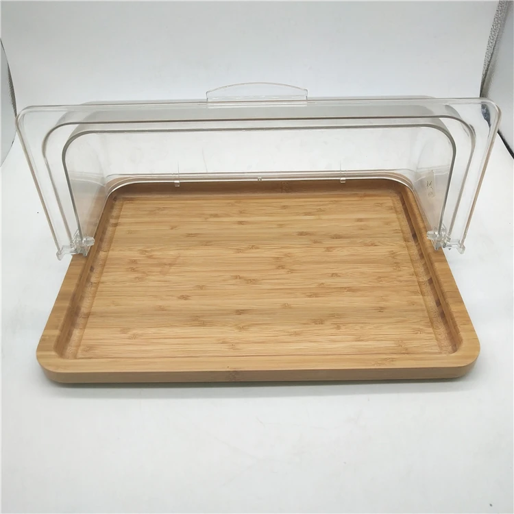 Factory popular  Bamboo Wooden Serving Tray with   PC Cover for  food  serving tray  with cover  for shop or dinning room
