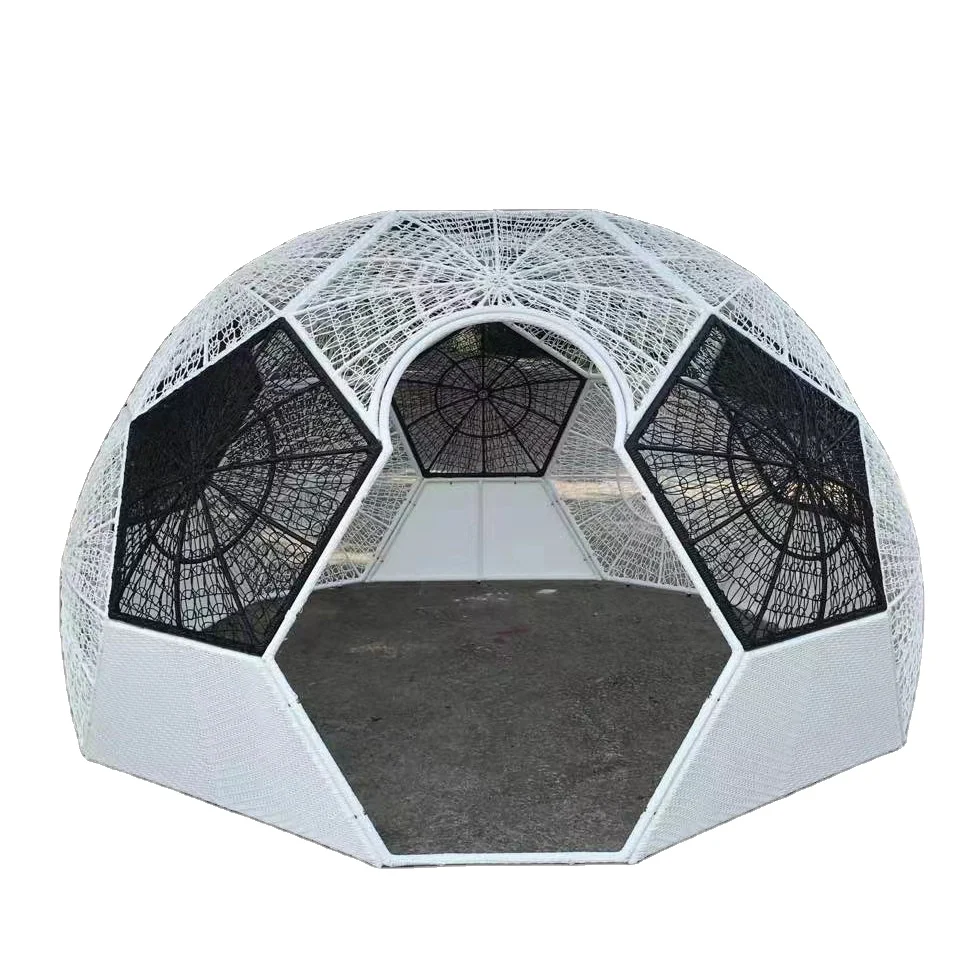 Outdoor Patio Furniture PE Rattan Gazebo Tent Huge Outdoor Wicker Rattan Tent