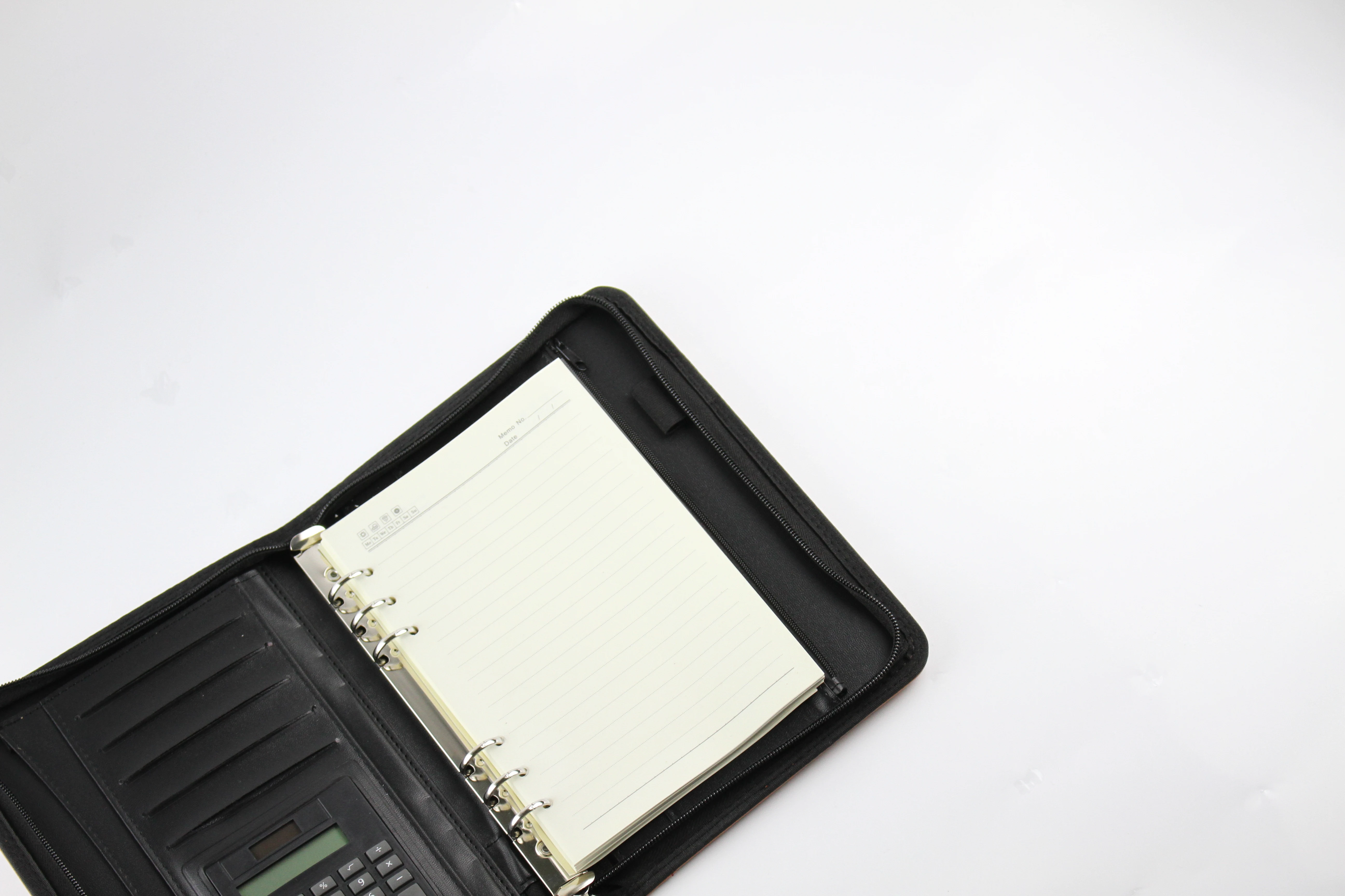 
Good Quality File Folder a5 zipper bag 6 holes ring binder with Calculator notebook folder 