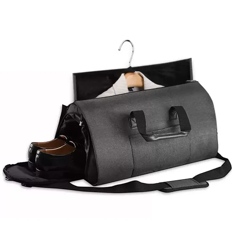 BSCI Factory Custom Foldable Waterproof Travel Garment Bag Duffle Suit Case with Shoe Component