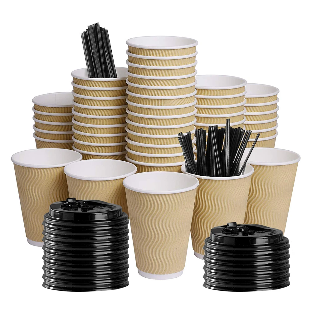 8/10/12/14/16/20oz Hot Sales Biodegradable Disposable Coffee Ripple Wall Paper Cup for sale