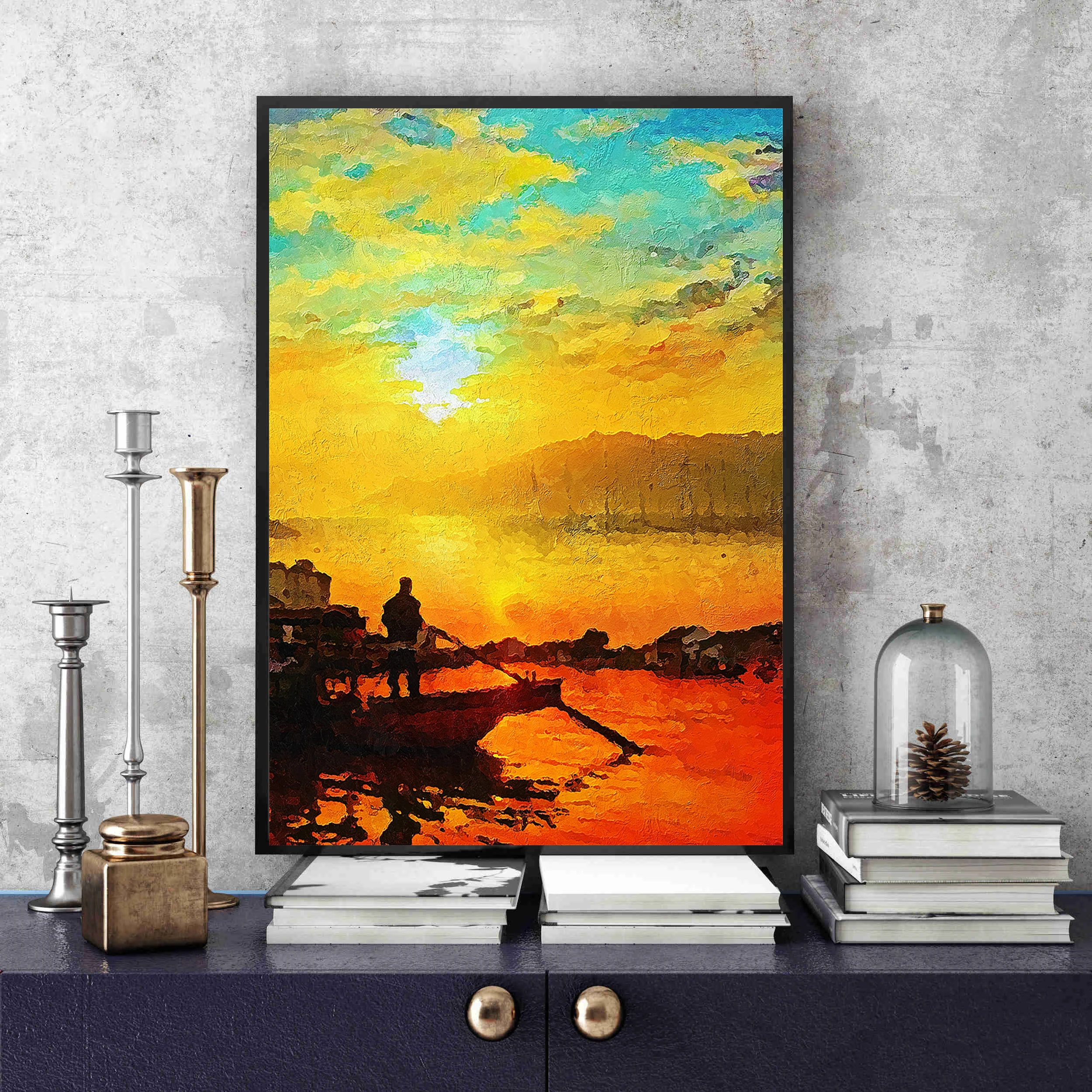 Art Painting Acoustic Panels 3 Panels Set HD Printed Modern Acoustic Wall Panels For Office Studio