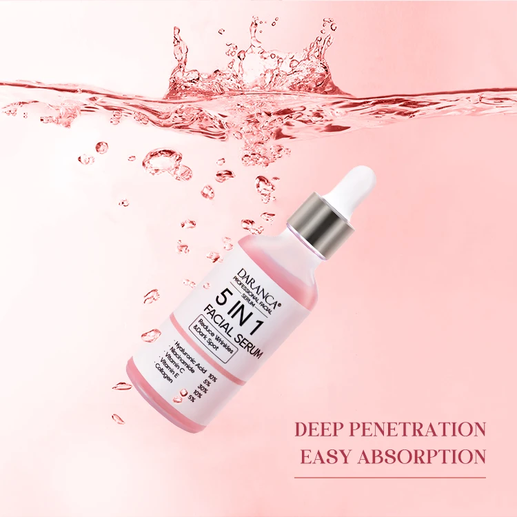 Customizable 5 In 1 Skin Care Serum Face Serum Hyaluronic Acid 10% Facial Niacinamide 5% Whitening Collagen 5% Vitamin C 30%