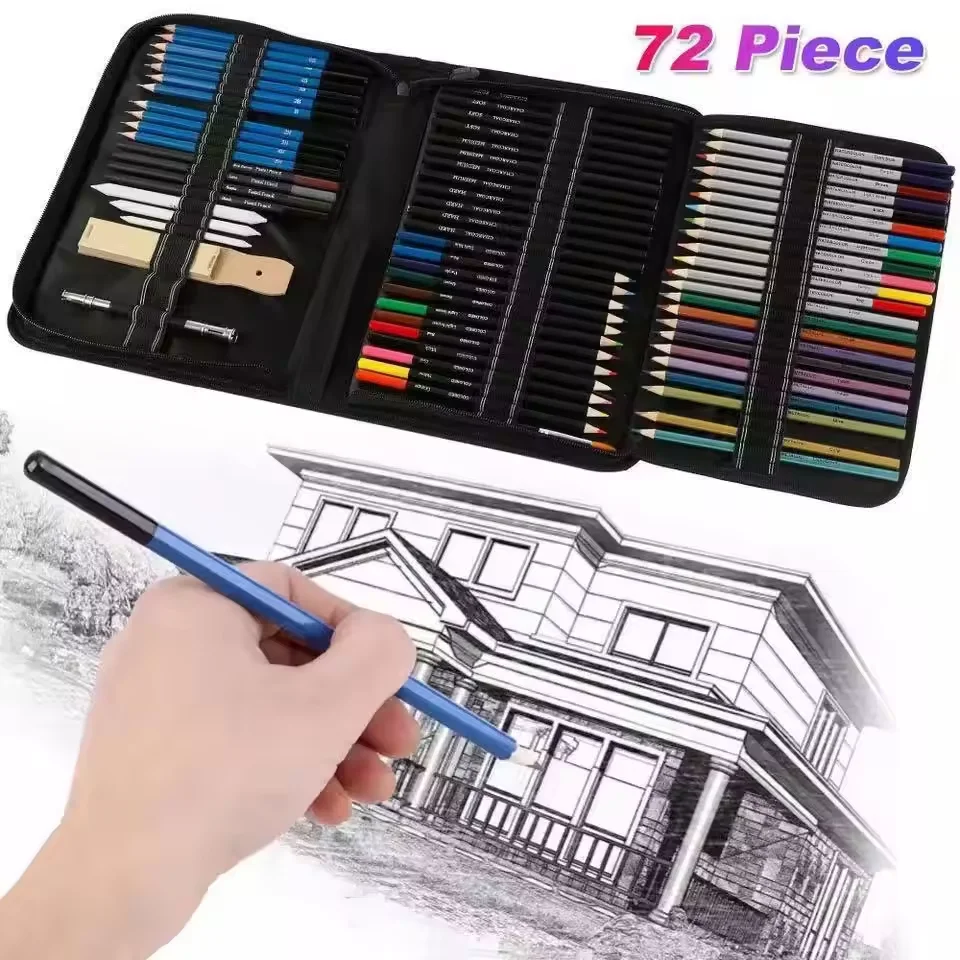 71Piece Art Supplies Color Drawing Pencils Sketch Set Charcoal Pencils Artist Drawing Pencils Set
