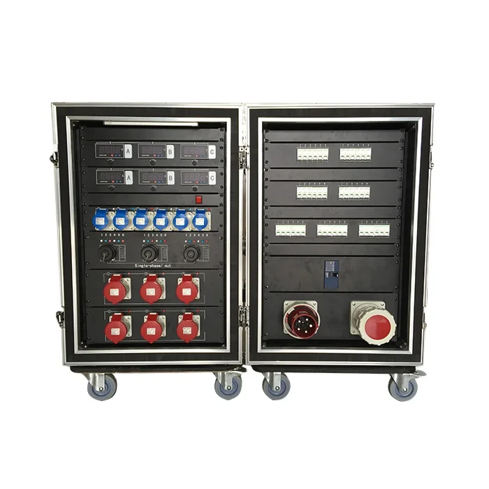 Big mobile power distribution rack 30 channels power supply panel box with 125A 3 phase input and 19pin socapex outputs