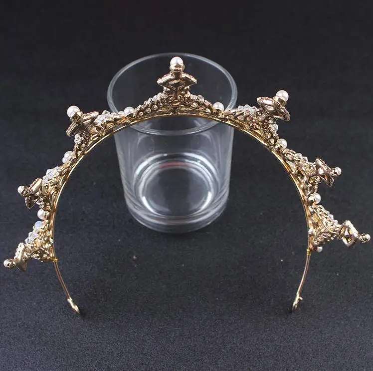 New High Quality Luxury Crystal Rhinestone Headdress Bridal Hair Accessories Brida Alloy Pearl Princess Tiaras and Crowns