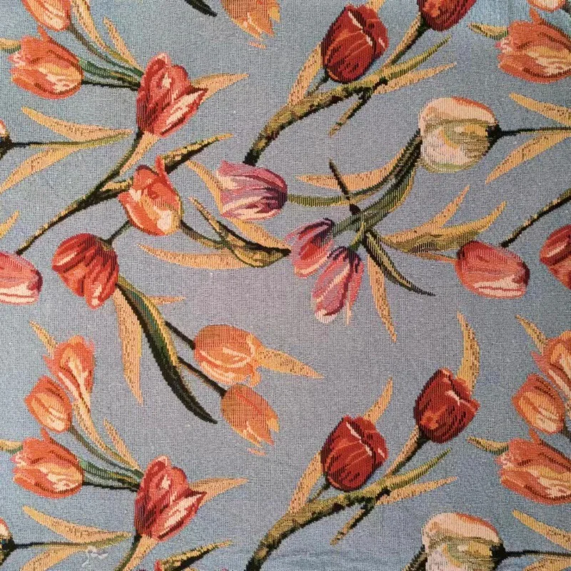 Vintage Tulip Imitation Hemp Yarn Thick Jacquard Canvas Texture Cotton Fabric for fashion handbag