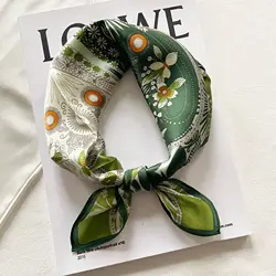Small square 53x53 real silk digital printing bandana spring and summer thin temperament neck scarf