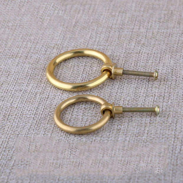Zhuoqi Furniture drawer small handle simple pure copper solid pull ring medicine cabinet tea pot round handle