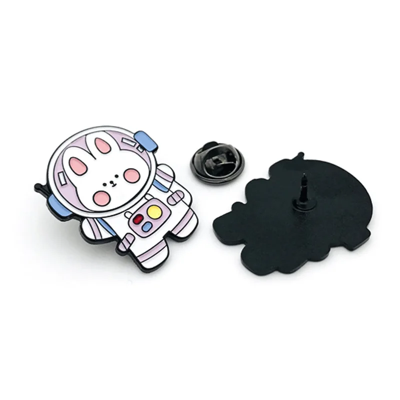 Custom black metal with rubber clutches flower soft enamel pin