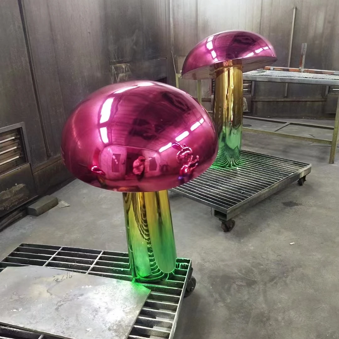 Hot Popular Customized fiberglass  outdoor garden electroplate sculptures chrome  sculpture statue