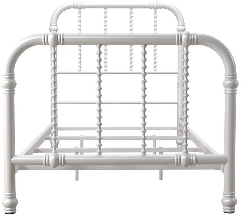 Twin size White with Elegant Scroll Headboard and Footboard Metal Bed Frame