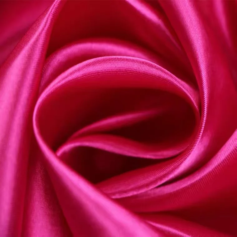 Asian market Wholesale 100% Polyester 75D*150D Shine Silk Fabric Satin Fabric For Dress Wedding