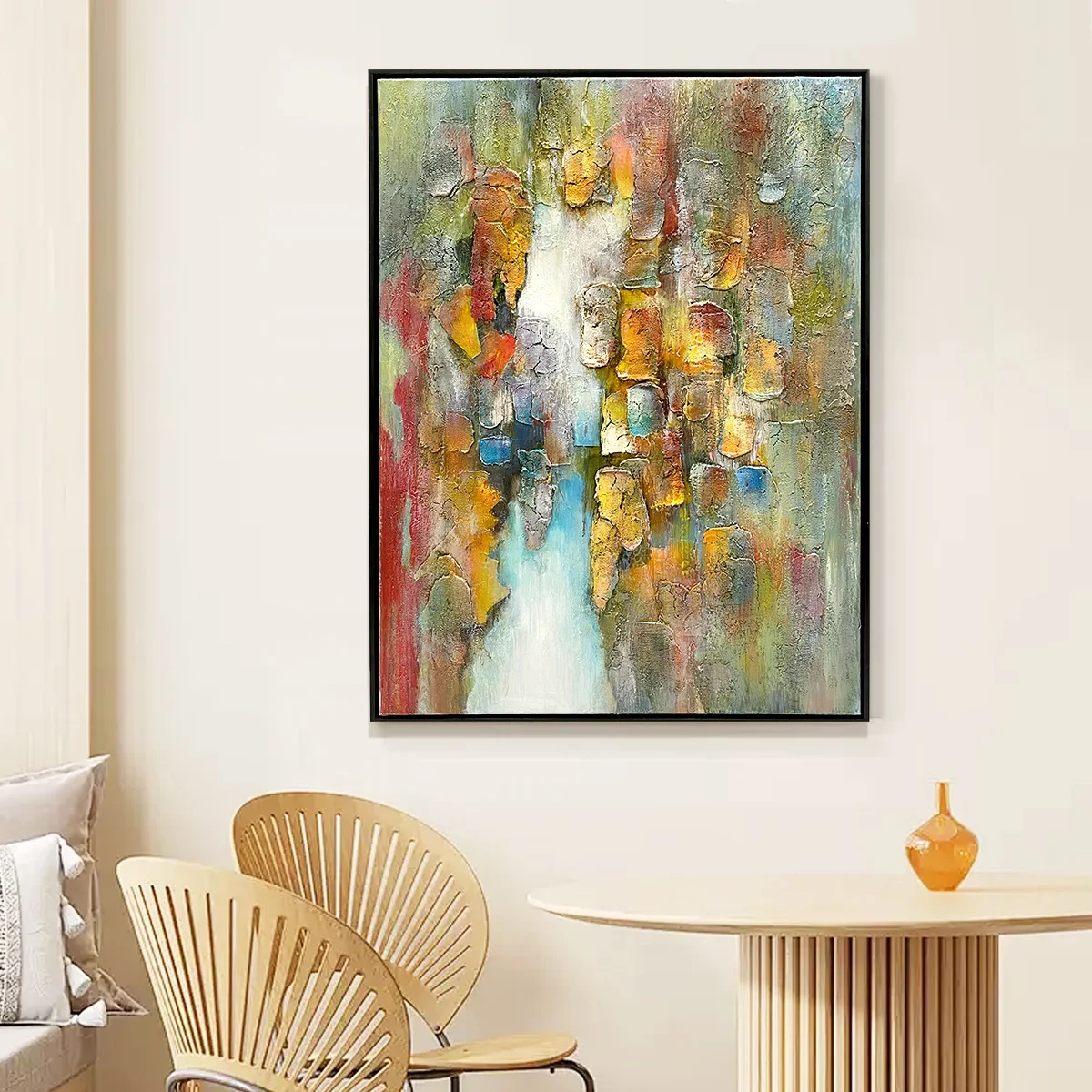 Beautifully Designed Abstract Living Room Decorative Painting Showcasing Vibrant Patterns to Enrich Your Room with Visual Depth