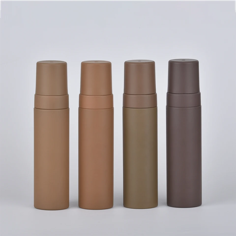 Hot Sale Empty Plastic Packaging Foaming Pump Bottle 210ml Brown Black  PET Face Wash Mousse  Hand Soap Dispenser Foam Bottle
