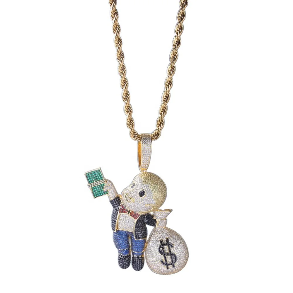 custom hip hop dollar sign play boy cute charm necklace