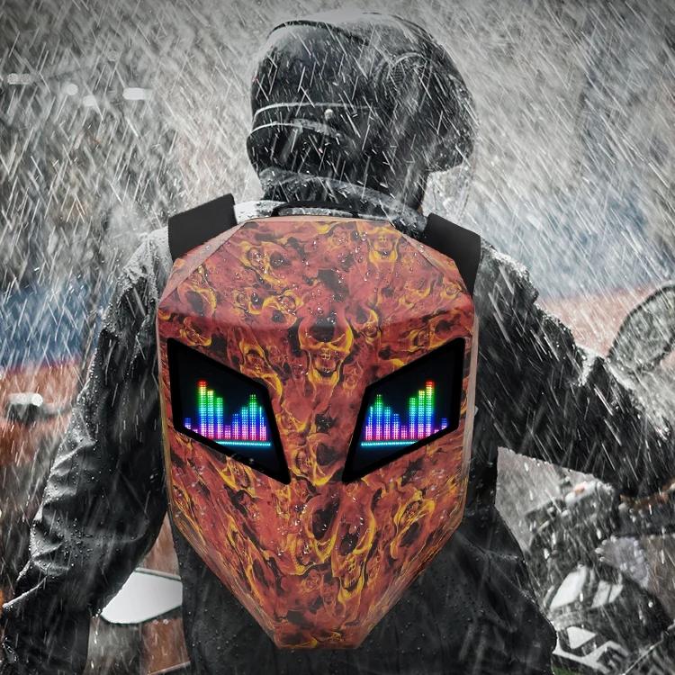 Hard Shell Travel Case LED Motorbike Knight Helmet Backpack  Waterproof Backpack Led Eyes Bag