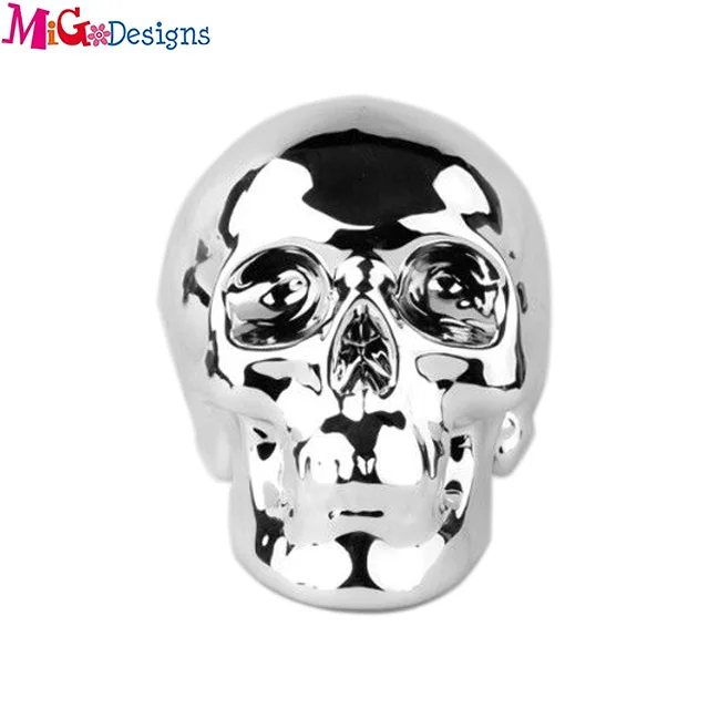 
OEM Top Fashion special Electroplate Ceramic human skeleton piggy Bank Money box for adults decor 
