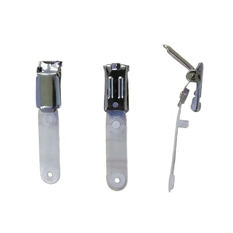 turn-over cover duck mouth metal id badge card holder clip with vinyl strap for nurse, doctor, teacher