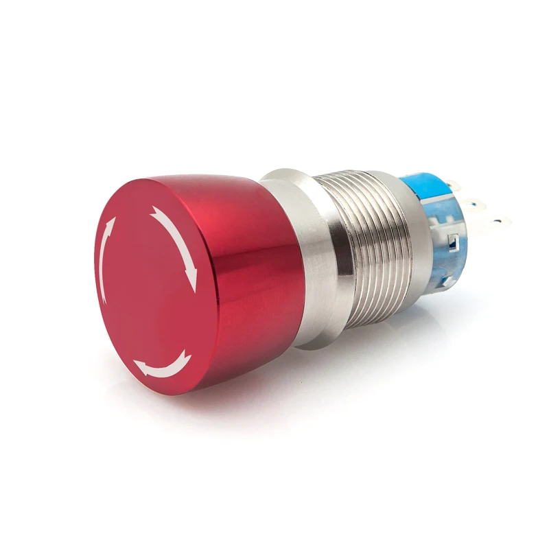 19mm Mushroom Head 250V5A Round Red Push