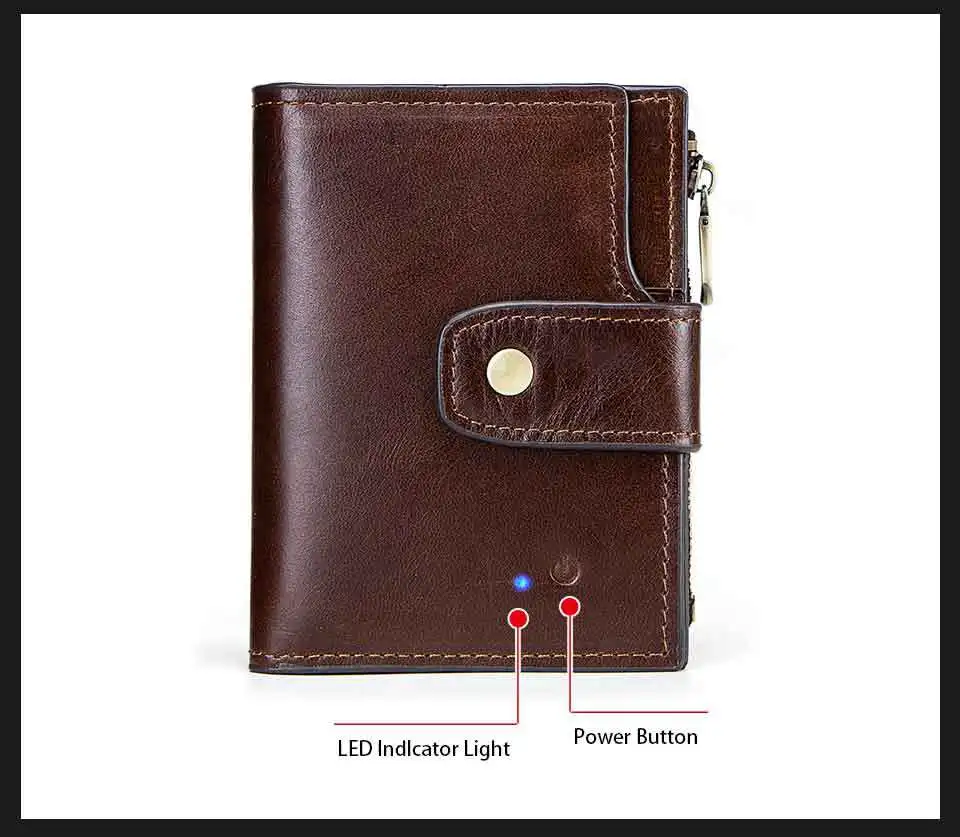 Factory High-end Remote GPS Location Wallet Blue-tooth Anti-theft Wallet Men Genuine Leather Charge Smart Wallet