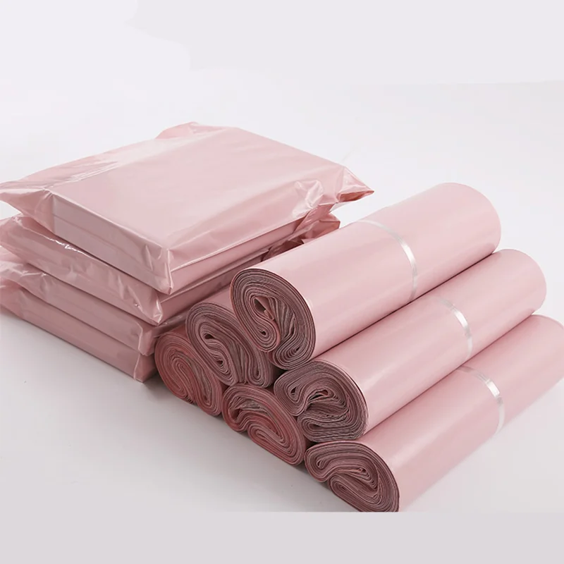 Cute Pink Plastic Courier Bag Poly Mailers Custom Printed Logo Shipping Envelope Mailing Bag With Thank You Note