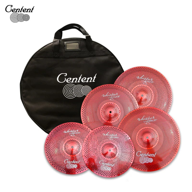 Electronic Drum Cymbals Whisper Series Red Color Low Volume Cymbal Pack 5 Pieces