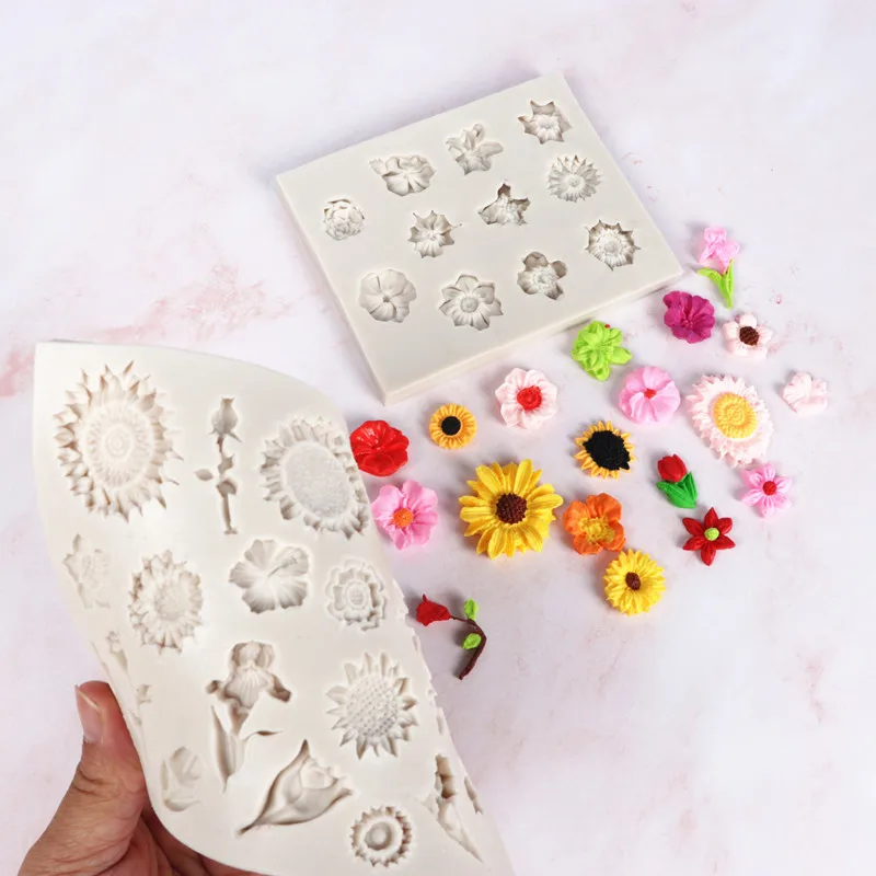 Sunflower Rose Flower Silicone Mold Cake DIY Decoration Chocolate Candy Craft Polymer Clay Tool Resin Molds for Jewelry